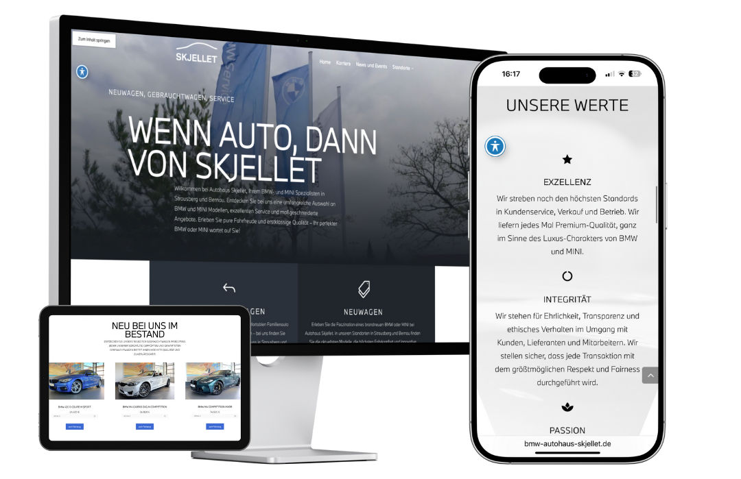 BMW Autohaus Skjellet 360° Marketing von HelpBEE für BMW Autohaus Skjellet GmbH auf verschiedenen Endgeräten