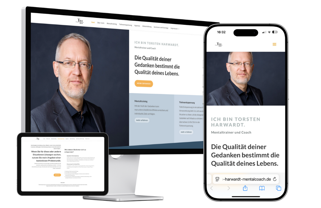 Coach Torsten Harwardt Webseite von HelpBEE für Torsten Harwardt auf verschiedenen Endgeräten