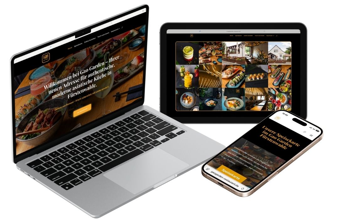 Webseite auf verschiedenen Endgeräten Gao Garden restaurant Fürstenwalde