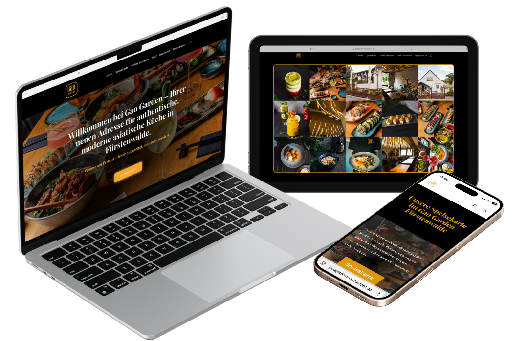 Gao Garden restaurant Fürstenwalde Webdesign von HelpBEE für Gaograden auf verschiedenen Endgeräten