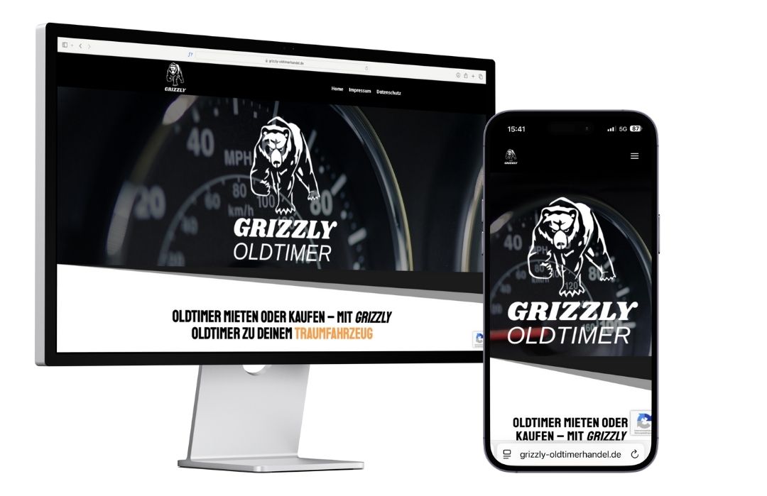 Webseite auf verschiedenen Endgeräten Grizzly Oldtimerhandel