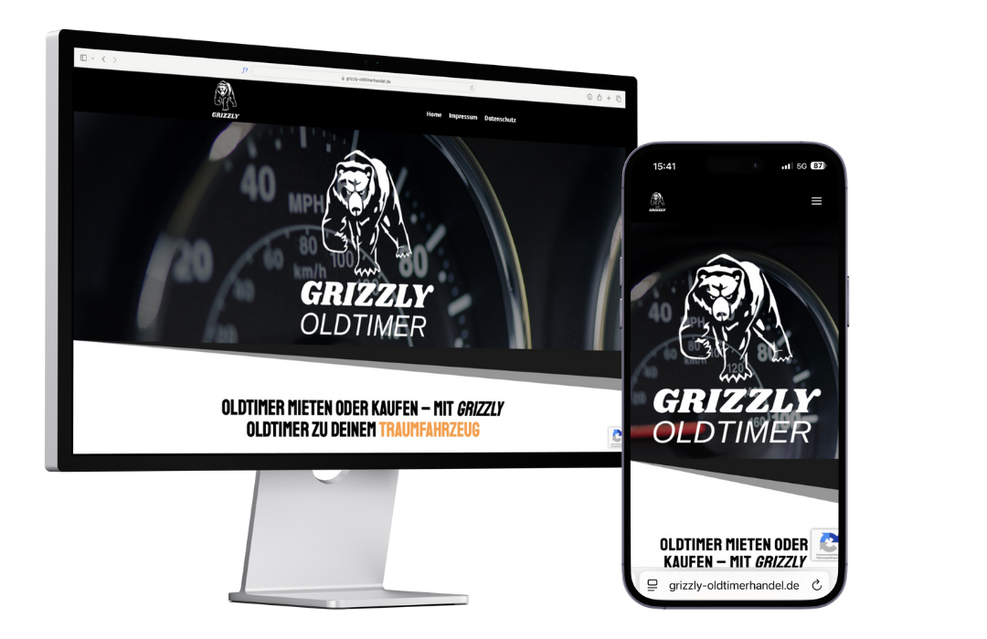 Grizzly Oldtimerhandel Webdesign von HelpBEE für Oldtimerhandel Grizzly auf verschiedenen Endgeräten