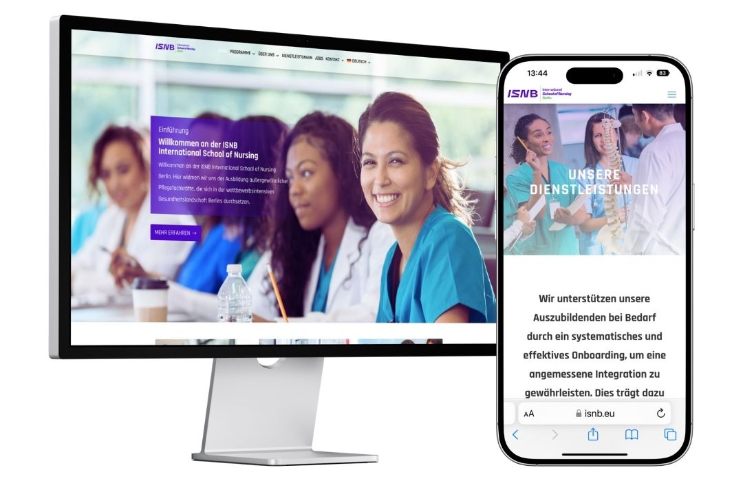 Webseite auf mehreren Endgeräten International School of nursing