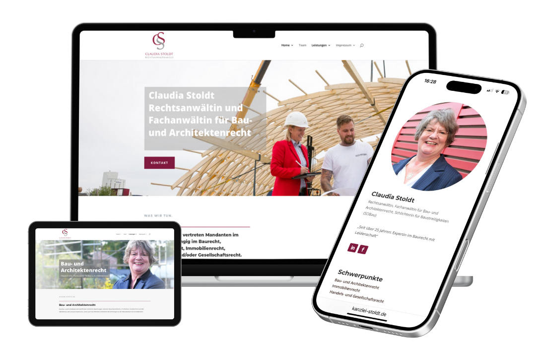 Kanzlei Stoldt Webdesign von HelpBEE für Kanzlei Stoldt auf verschiedenen Endgeräten