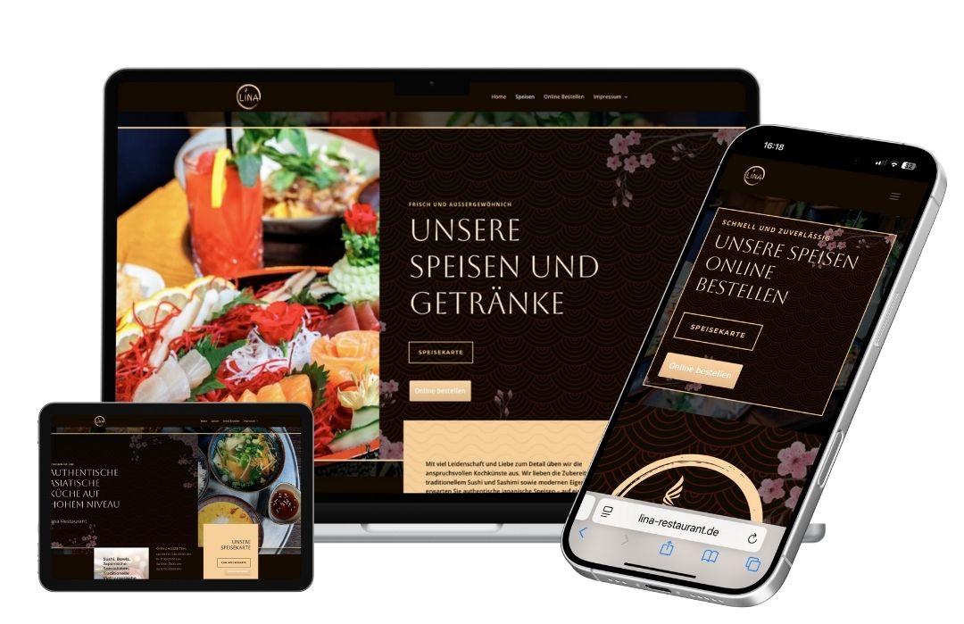 Webseite auf verschiedenen Endgeräten Restaurant Lina Neuenhagen