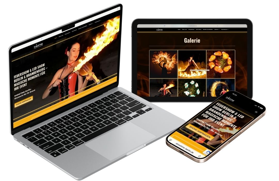 Webseite auf verschiedenen Endgeräten Showtime Berlin