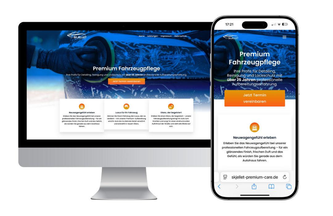 Skjellet Premium Care Webdesign von HelpBEE für Skjellet Premium Care auf verschiedenen Endgeräten
