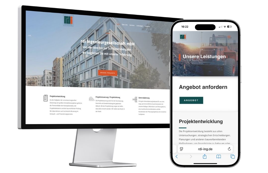 Webseite auf verschiedenen Endgeräten rdi Ingieneurgesellschaft
