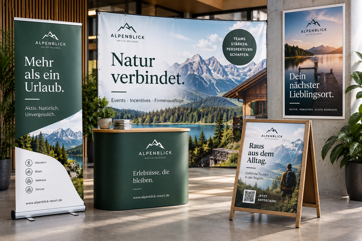 Beispiel für Plakate, Banner, Roll-Ups und Beschilderung