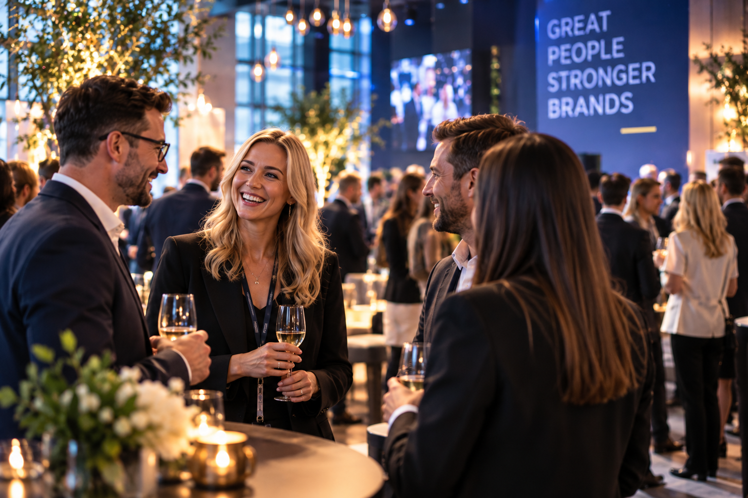 Kundenevent mit Gästen im persönlichen Austausch und entspannter Veranstaltungsatmosphäre