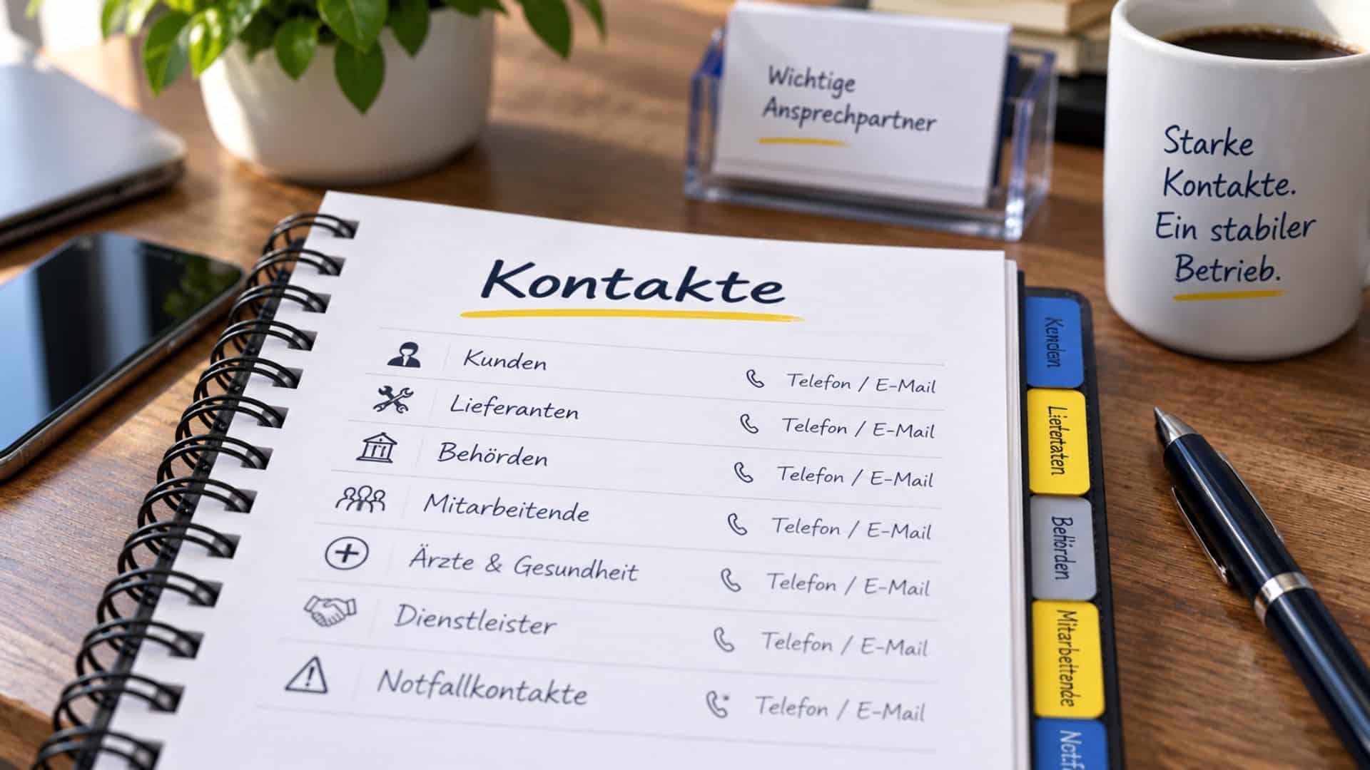 Wichtige Ansprechpartner und Kontakte im Notfallordner